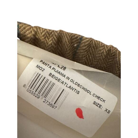 Weili Zheng NEW Wide Leg Trousers Size XS Old School Check Plaid Herringbone Tan - Picture 8 of 8